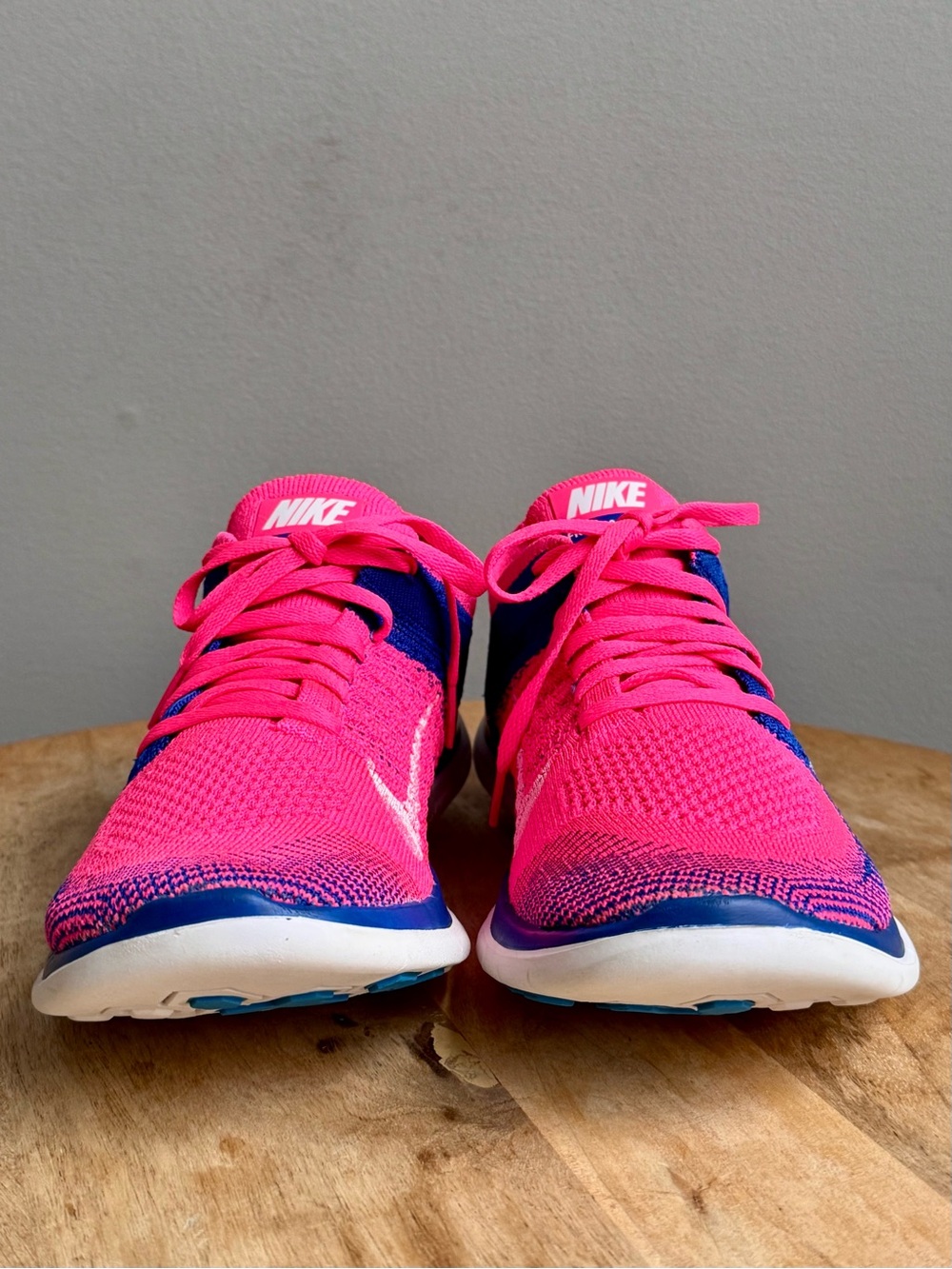 Nike Free 4.0 Flyknit Women's Size 9 Pink Blue Running Shoes 631050-600 - Picture 8 of 10